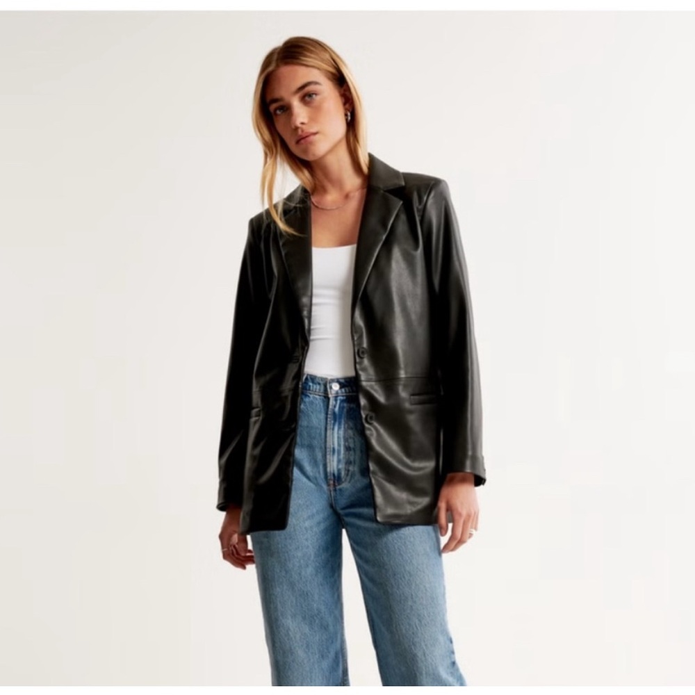 Abercrombie & Fitch Vegan Leather Blazer